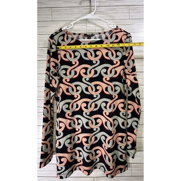 BROOKS BROTHERS Women's Tunic Top Boat Neck Long Sleeve Stretch Geometric Sz Sm - Picture 7 of 7